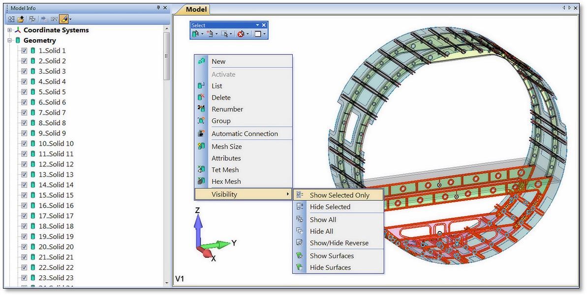 Femap selector toolbar