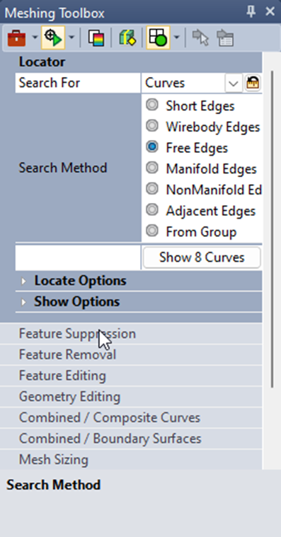 meshing toolbox, locator tool