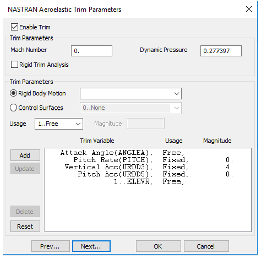 nastran aeroelastic trim parameters