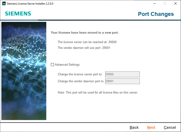 Siemens License Server Installer Port Changes