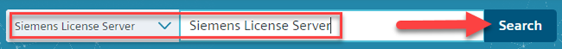 Siemens License Server search bar