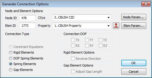 Generate connection options dialog box