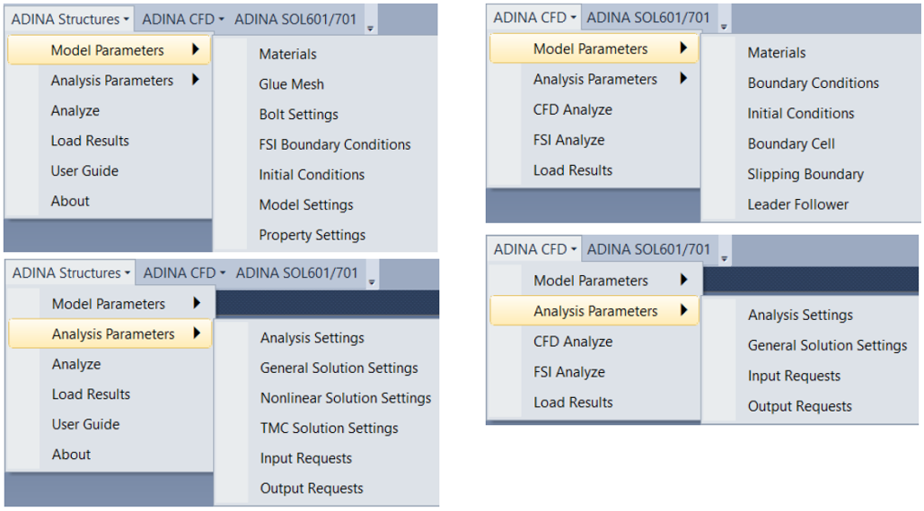 ADINA TRANSOR for Femap Structures and CFD Menus