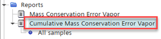 cumulative mass conservation error vapor