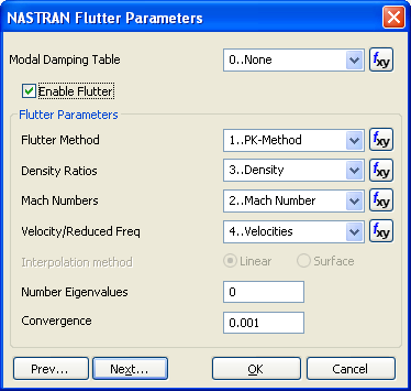femap nastran flutter parameters
