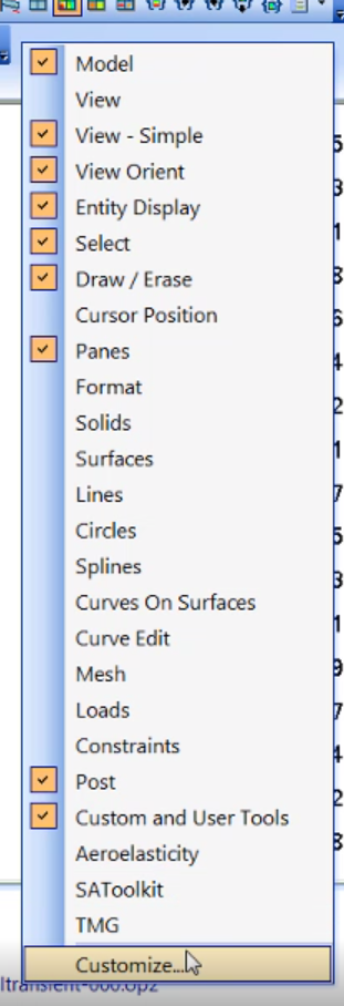 femap customize toolbar