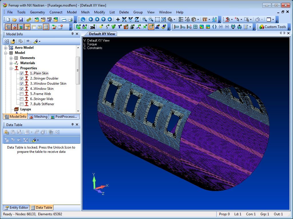 femap application view of fuselage