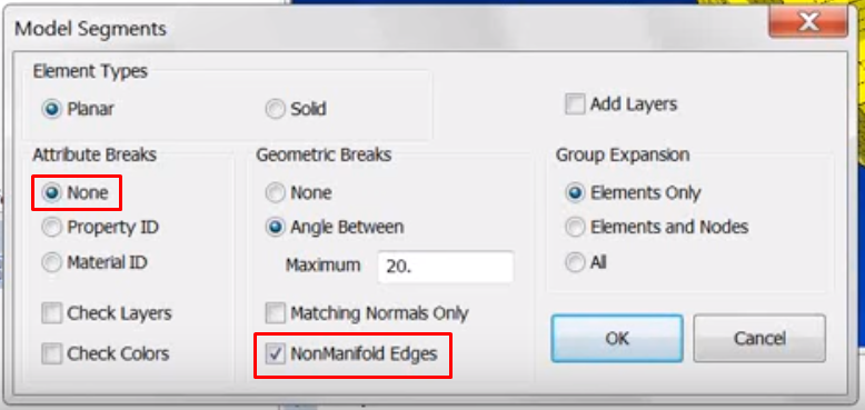 femap, group generate, model segments dialog