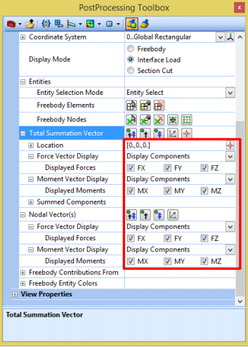 femap freebody total summation vector