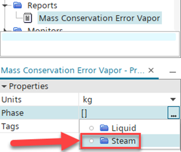 Vapor phase mass conservation error