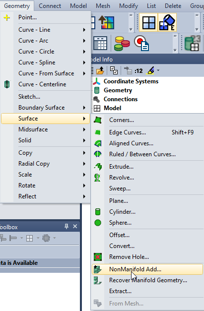 NonManifold Add Options