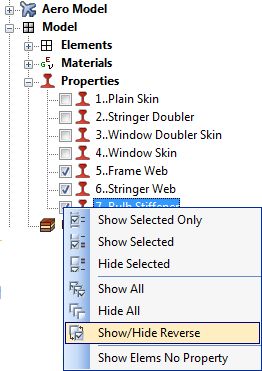 Model info tree, visibility checkbox