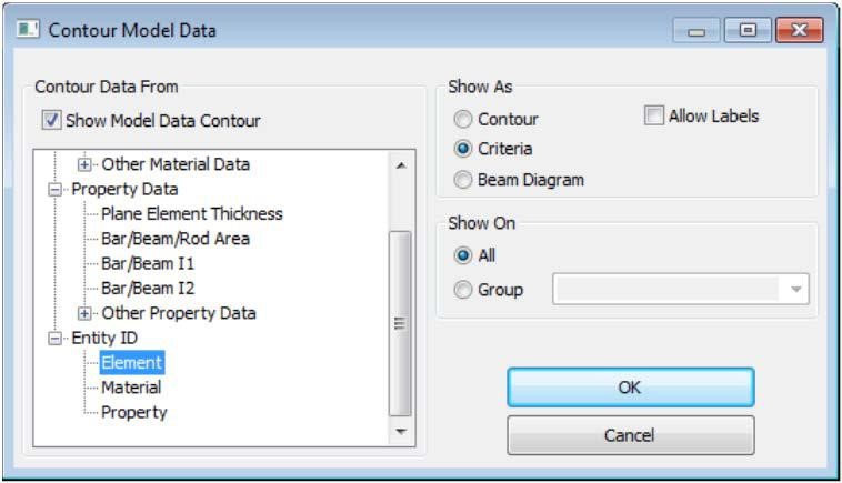 contour with model data dialog