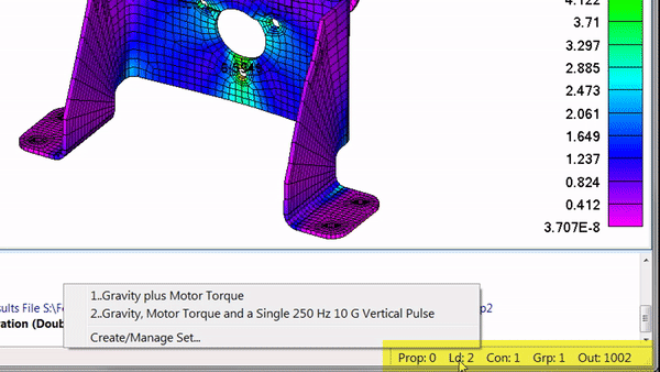 femap status bar lower right view