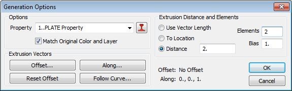 extrude element dialog