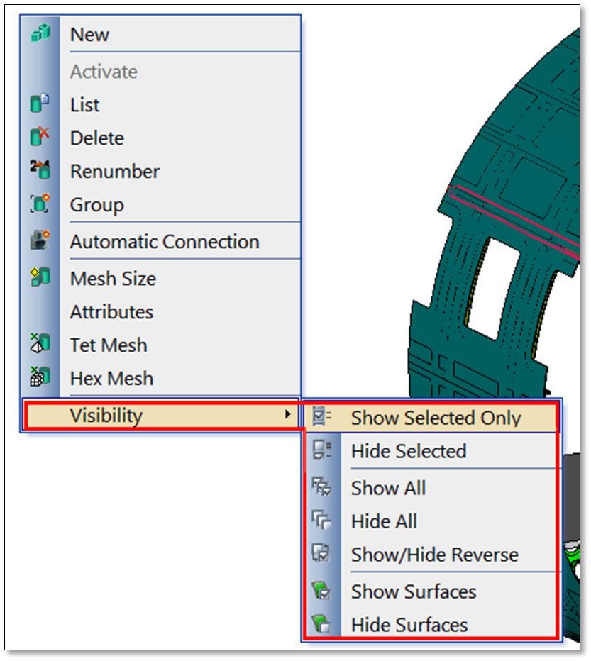 Selector entity visibility femap